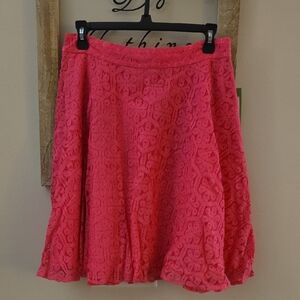 Lilly Pulitzer Size 10 Fiesta Pink Daisy Lane Lace Meadow Skirt